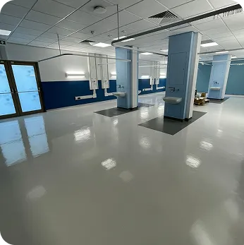 Polished hospital corridor floor